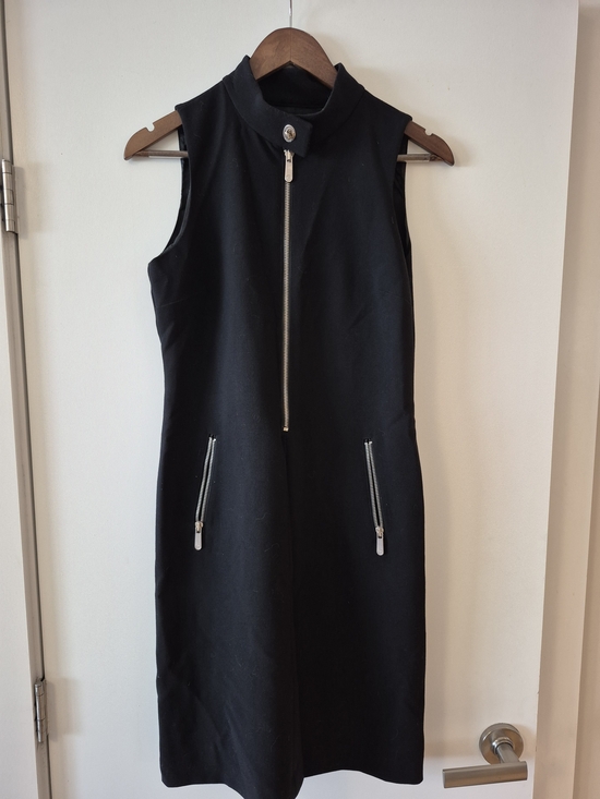 Michael Kors Dresses & Skirts - Michael Kors Black Sleeveless Zip-Front Midi Dress with Stand Collar
